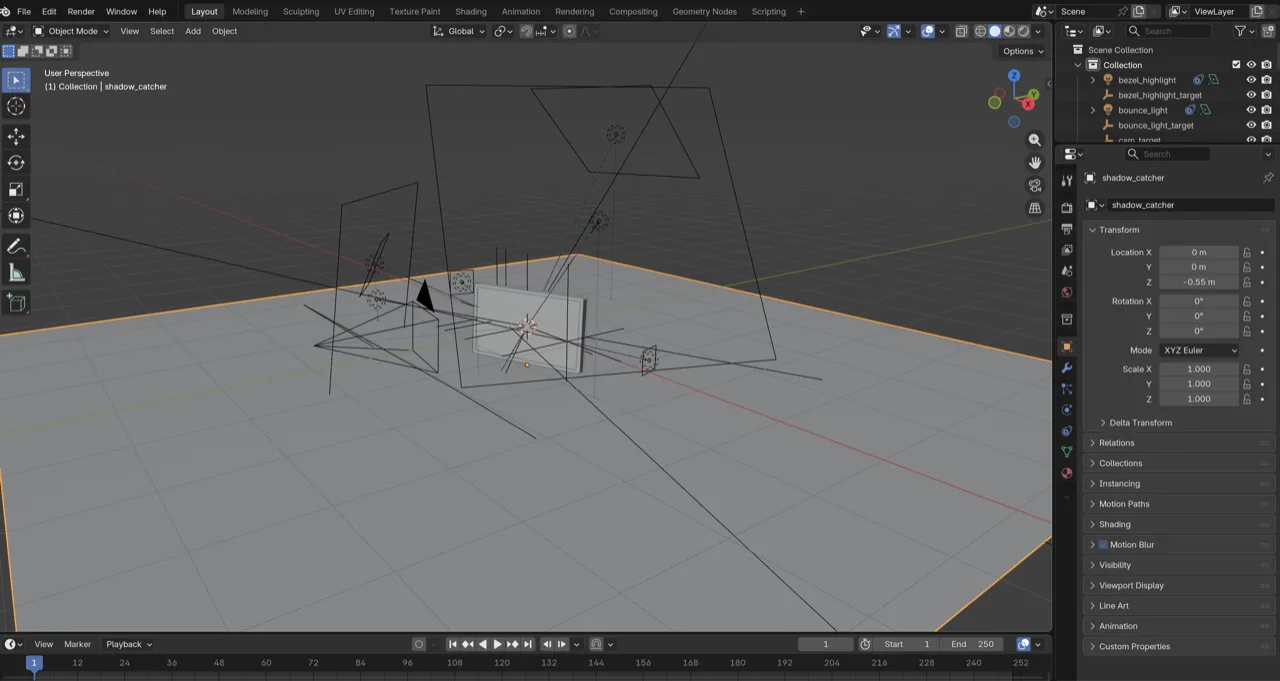 Blender 3D scene, crafting product renders