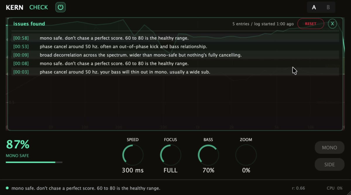 CHECK v1.2.4 issues-found panel